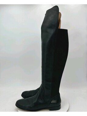 Corso Como Women Size 9M Black Leather Side Zip Over The Knee Riding Boot